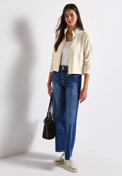 Melange-Look Jacke silkstone white