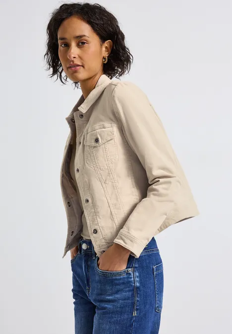 Mini ribfluwelen jack malted beige