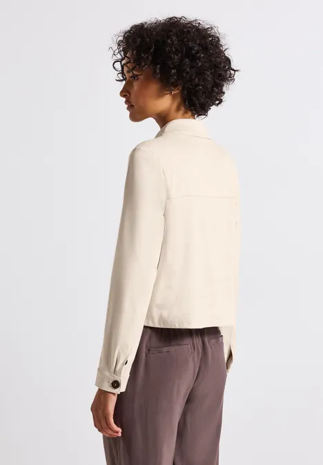 Leichtes Velours Overshirt smooth sand beige