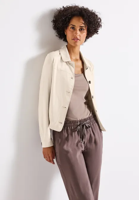Leichtes Velours Overshirt smooth sand beige