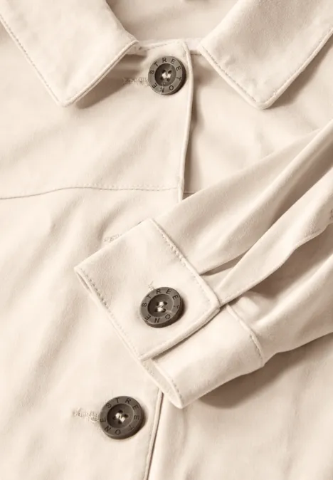 Leichtes Velours Overshirt smooth sand beige