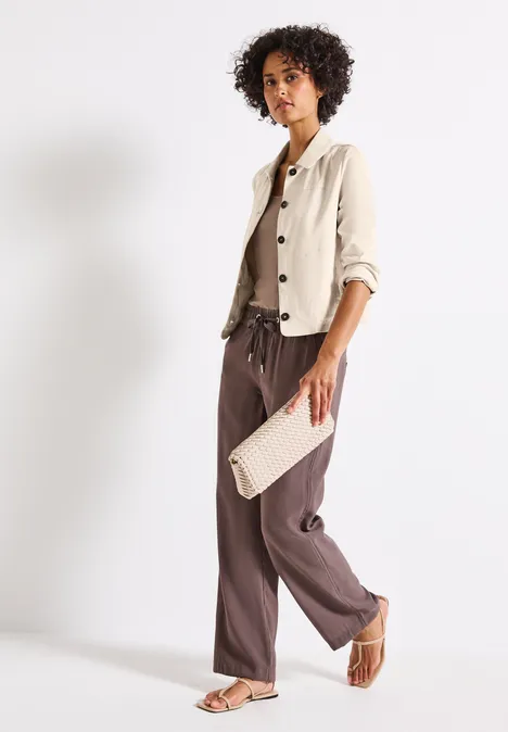 Leichtes Velours Overshirt smooth sand beige