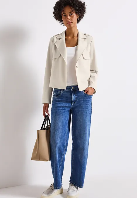 Kurzer Trenchcoat smooth sand beige