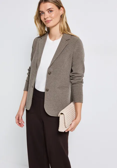 Basic Blazer mit Struktur silk brown mel.