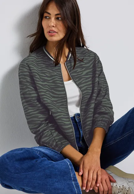 Gedessineerde blouson mid green