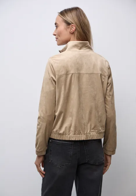 Kurze Velours Jacke sanded beige