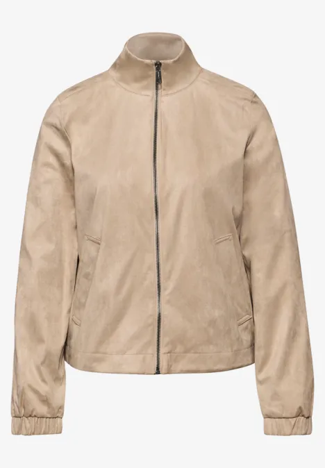 Kurze Velours Jacke sanded beige