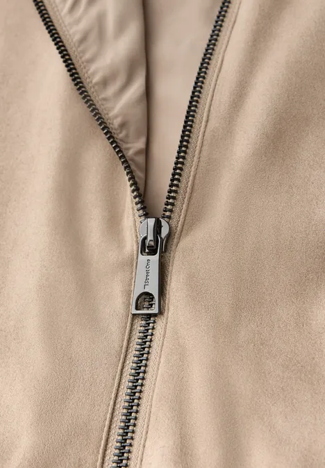 Kurze Velours Jacke sanded beige