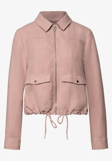 Corduroy jas met rits faded rose