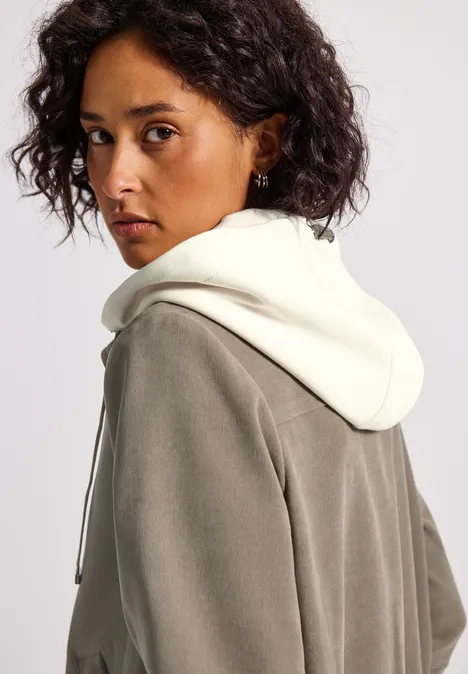 Blouson mit Jersey-Kapuze morning beige