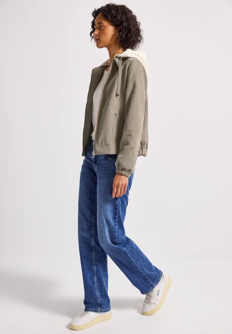 Blouson mit Jersey-Kapuze morning beige