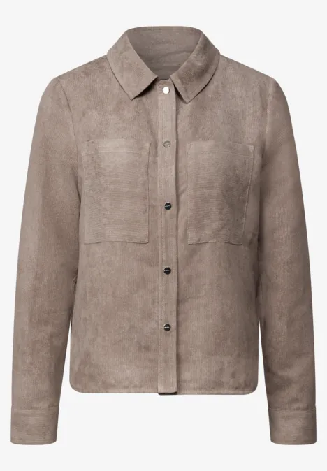 Kurzes Mini-Cord Overshirt bark brown