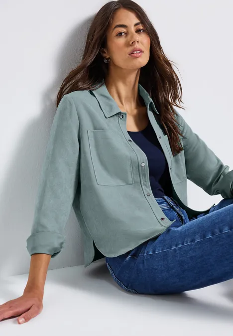 Kurzes Mini-Cord Overshirt arona blue Kurzes Mini-Cord Overshirt arona blue