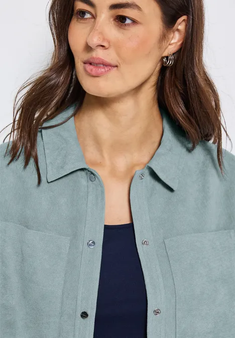 Kurzes Mini-Cord Overshirt arona blue