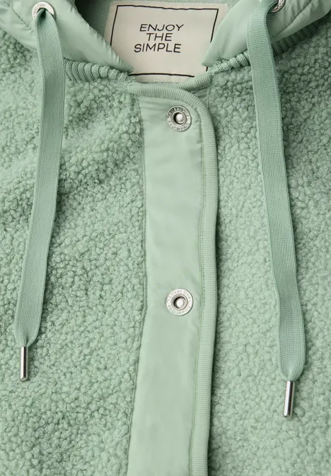 Teddy Jacke mit Kapuze serene green