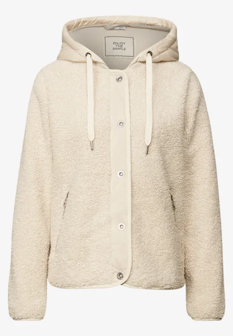 Teddy-Jacke mit Kapuze soft fawn beige