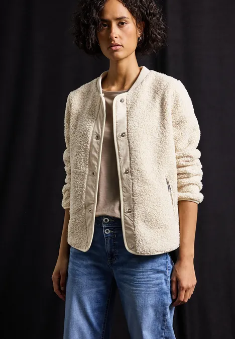 Teddy Jacke mit Kapuze soft fawn beige