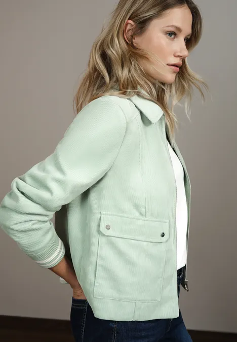 Veste courte en velours côtelé serene green