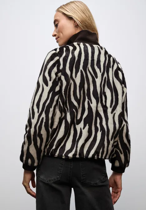 Fake Fur Zebra Blouson deep roast brown
