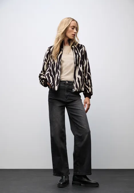 Fake Fur Zebra Blouson deep roast brown