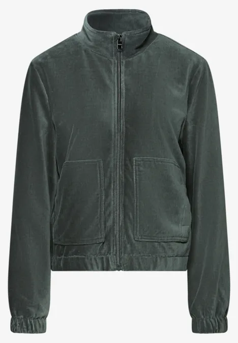 Cordjacke mit Zipper balsam green