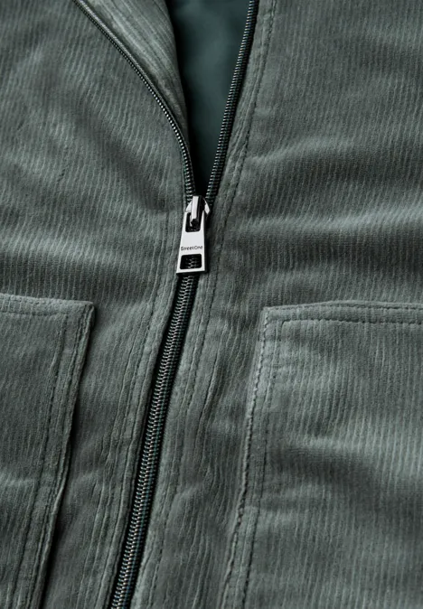 Cordjacke mit Zipper balsam green