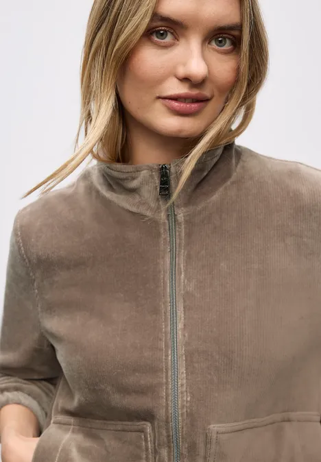 Cordjacke mit Zipper silk brown