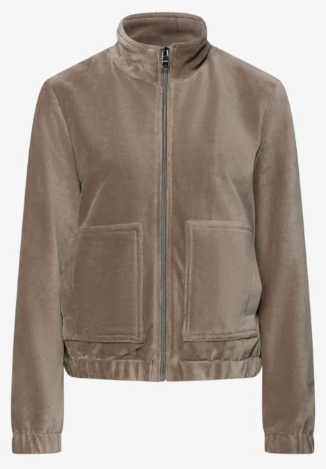 Cordjacke mit Zipper silk brown
