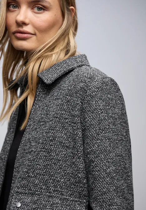 Melierte Jacke Black