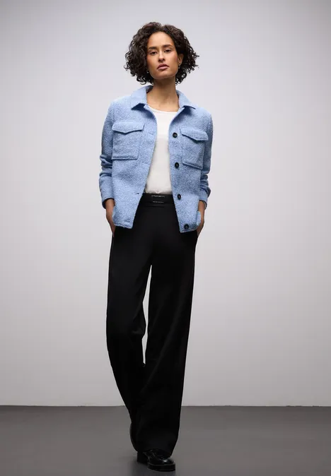 Overshirt in Wolloptik frosted blue mel.