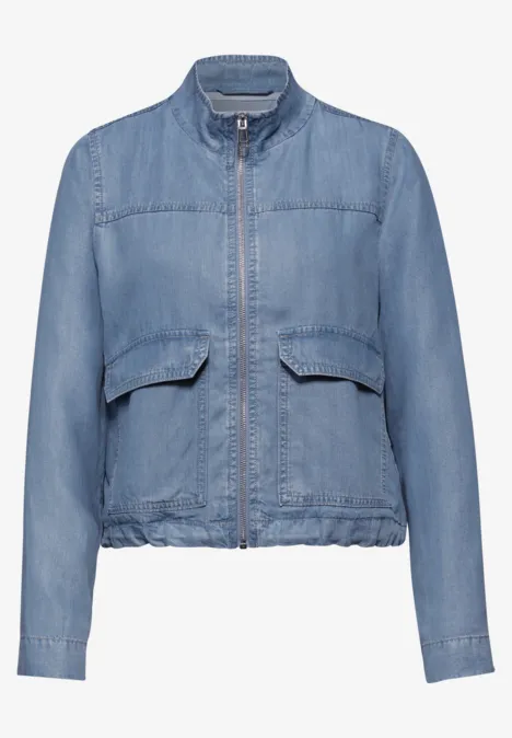 Blouson mit Stehkragen aus Lyocell Light Blue soft wash Blouson mit Stehkragen aus Lyocell Light Blue soft wash