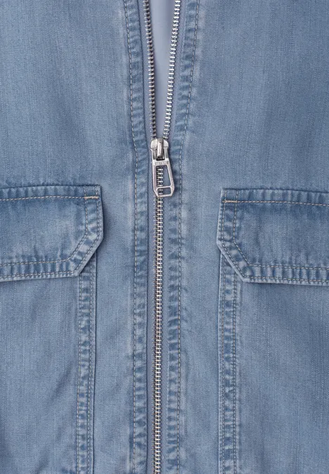 Blouson mit Stehkragen aus Lyocell Light Blue soft wash Blouson mit Stehkragen aus Lyocell Light Blue soft wash