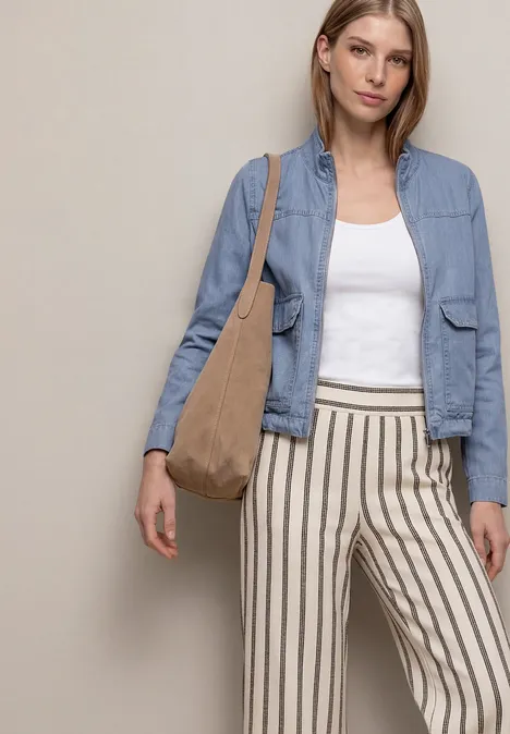 Blouson mit Stehkragen aus Lyocell Light Blue soft wash Blouson mit Stehkragen aus Lyocell Light Blue soft wash