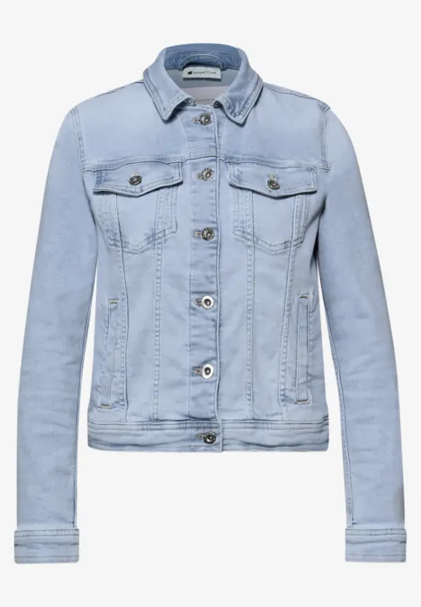 Jeansjacke mit Brusttaschen und Knöpfen Light blue washed