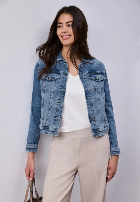 Veste en jean avec poches poitrine et boutons Medium Blue Wash