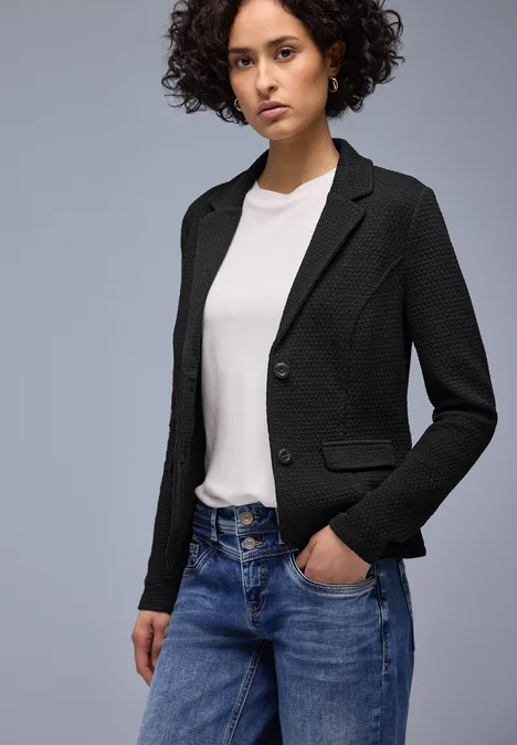 Blazer met structuur Black