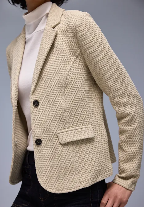 Blazer met structuur cotton beige