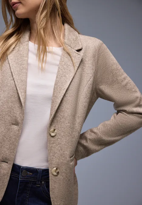 Blazer met structuur light terra mocha mel.