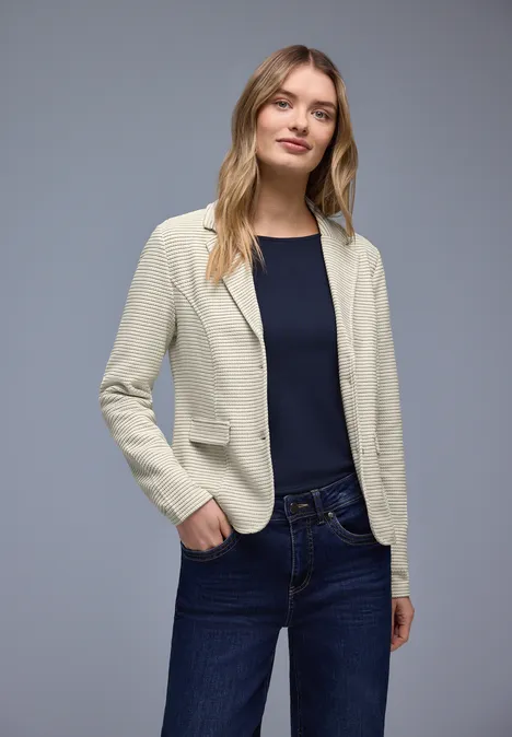 Gestreifter Strukturblazer soft beige