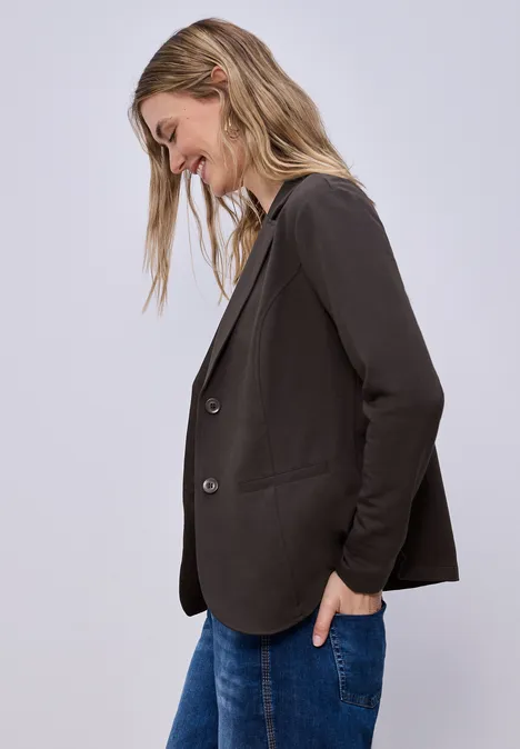 Basic Blazer aus Jersey espresso brown