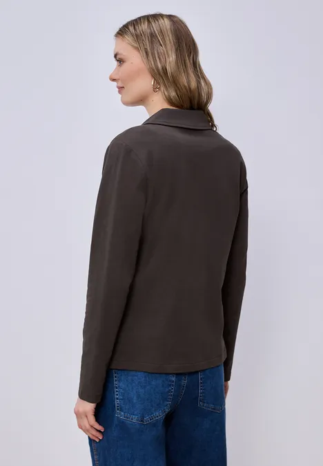 Basic Blazer aus Jersey espresso brown