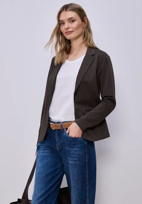 Basic Blazer aus Jersey espresso brown