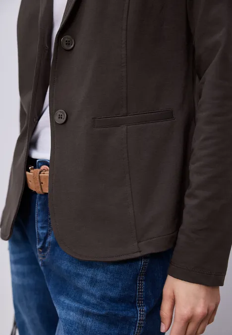 Basic Blazer aus Jersey espresso brown
