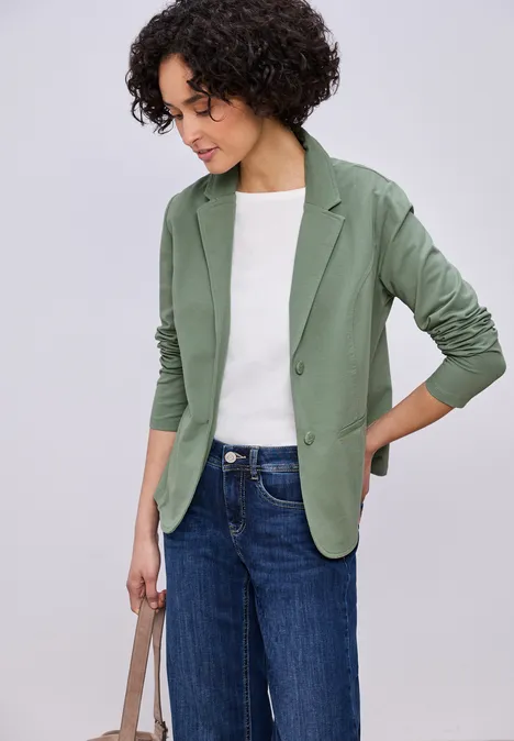 Basic Blazer aus Jersey dark serene green