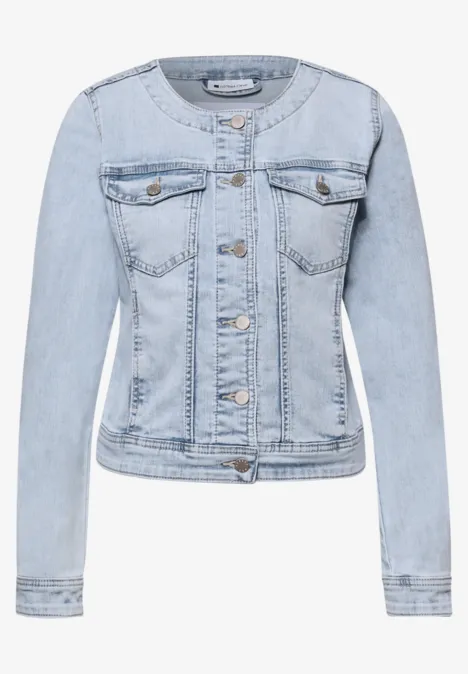 Denim jack met borstzakken en knopen Light blue washed Denim jack met borstzakken en knopen Light blue washed