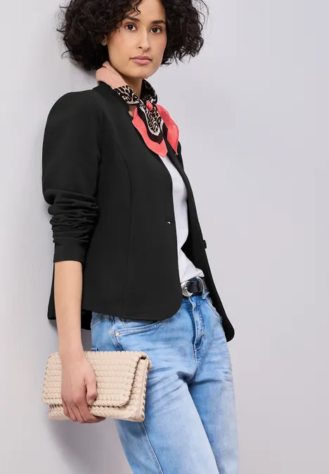 Jersey blazer met structuur Black Jersey blazer met structuur Black