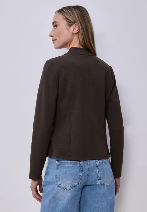 Jersey blazer met textuur espresso brown