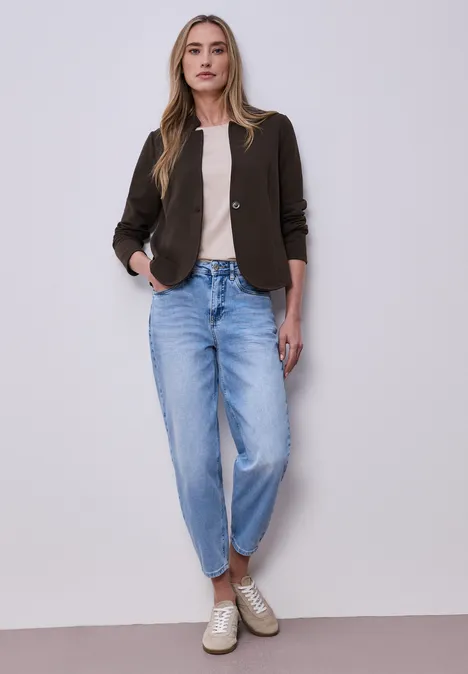 Jersey blazer met textuur espresso brown