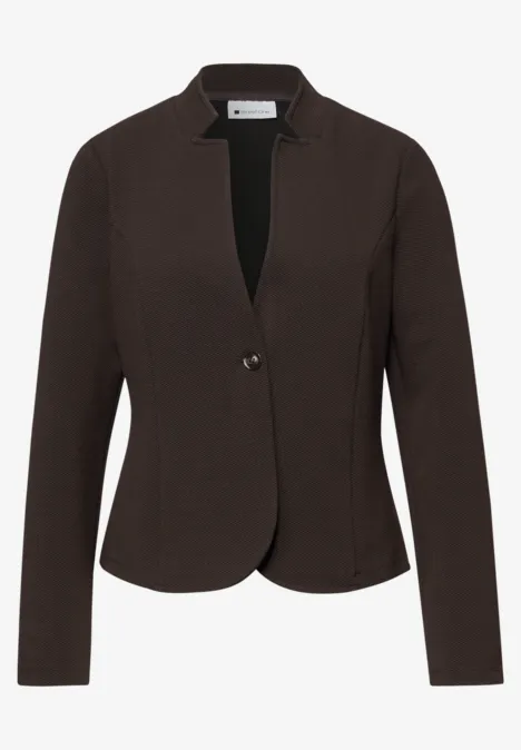 Jersey blazer met textuur espresso brown