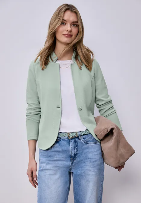 Jersey blazer met textuur mint leaf